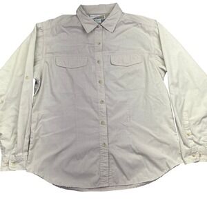 ExOfficio Insect Shield Button Up Hiking Shirt Roll Tab Sleeve‎ L